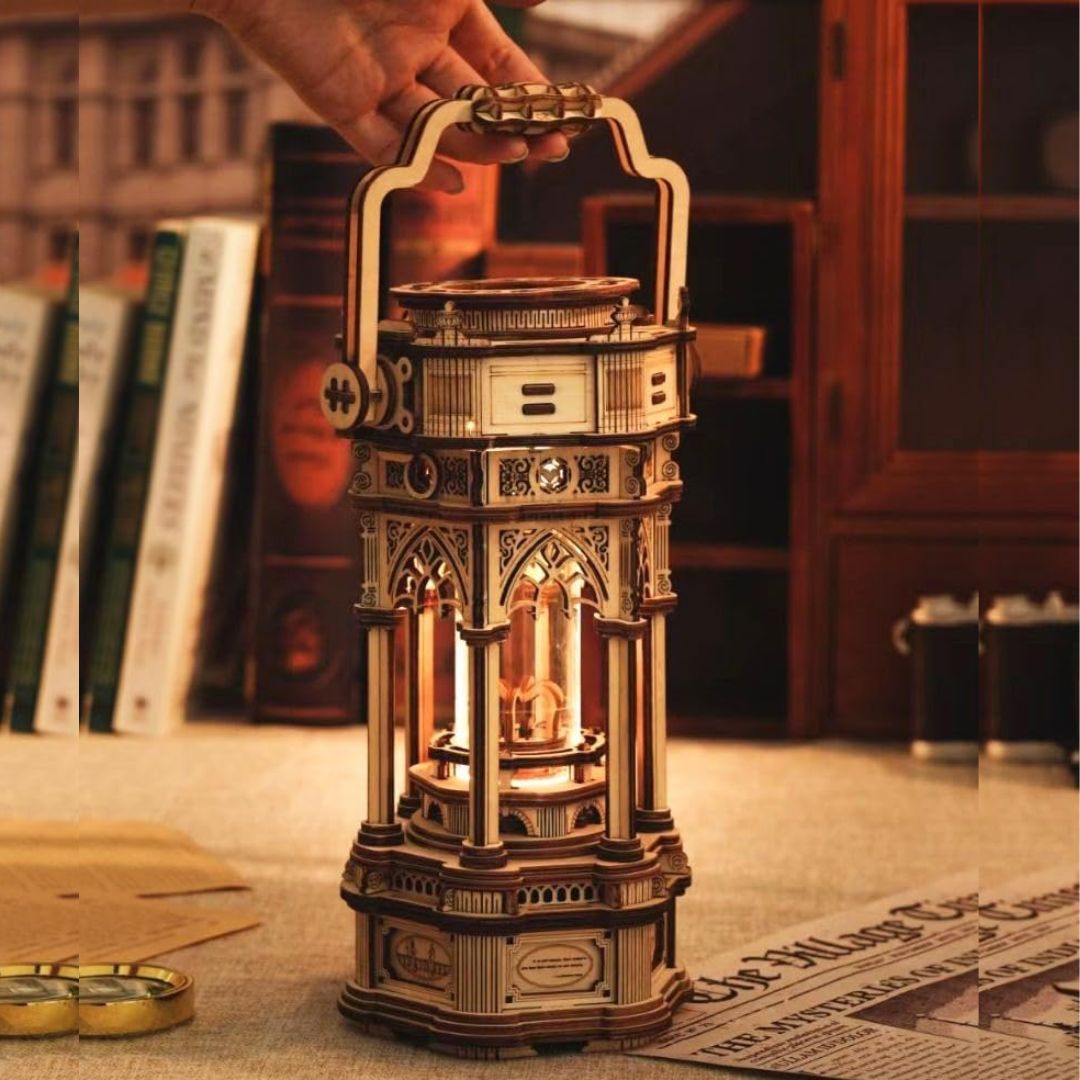 Victorian Lantern: Robotime 3D Wooden Puzzle Mechanical Gear Music Box - Fun Learning Store