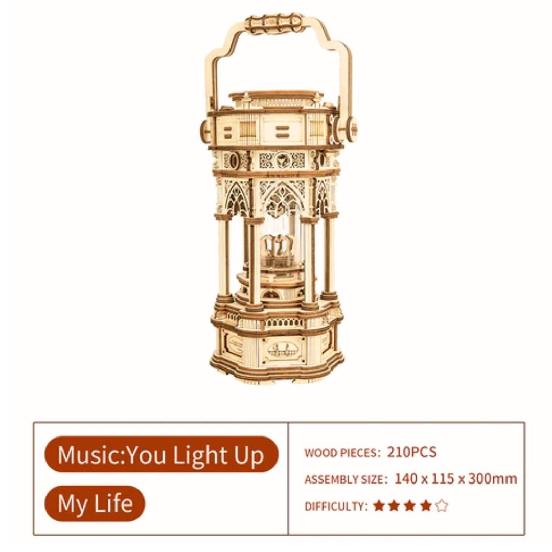 Victorian Lantern: Robotime 3D Wooden Puzzle Mechanical Gear Music Box - Fun Learning Store