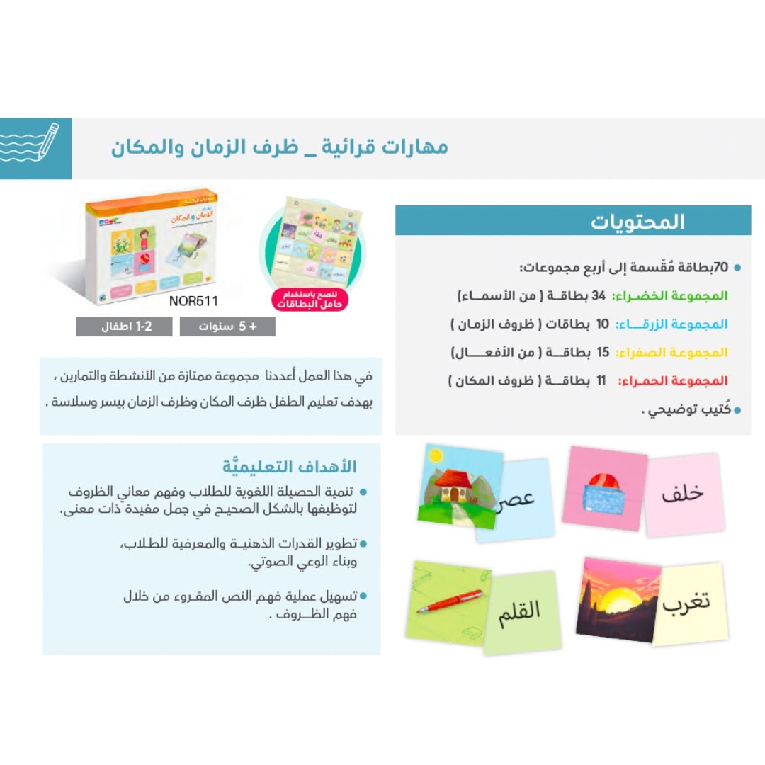 Visual Discrimination Illustrated - Teaching Arabic Grammar - Circumstance Of Time And Place - Fun Learning Store