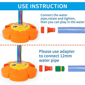 Water Spray Sunflower Rocket Toy – 360° Spinning Sprinkler for Kids Outdoor Summer Fun - Fun Learning Store