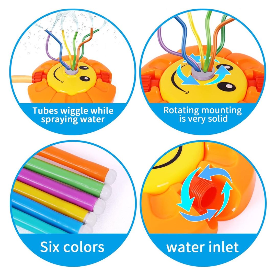 Water Spray Sunflower Rocket Toy – 360° Spinning Sprinkler for Kids Outdoor Summer Fun - Fun Learning Store