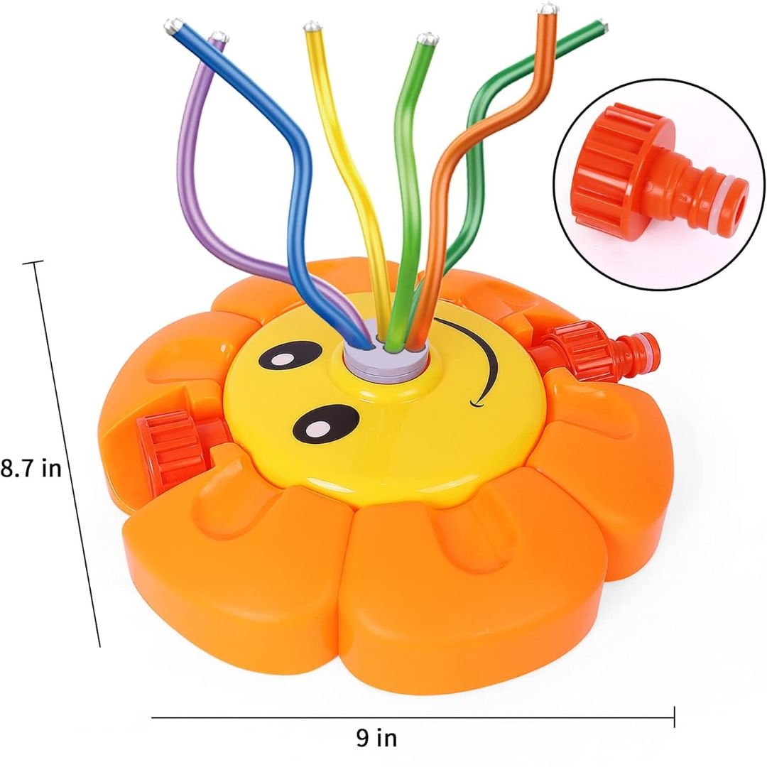 Water Spray Sunflower Rocket Toy – 360° Spinning Sprinkler for Kids Outdoor Summer Fun - Fun Learning Store