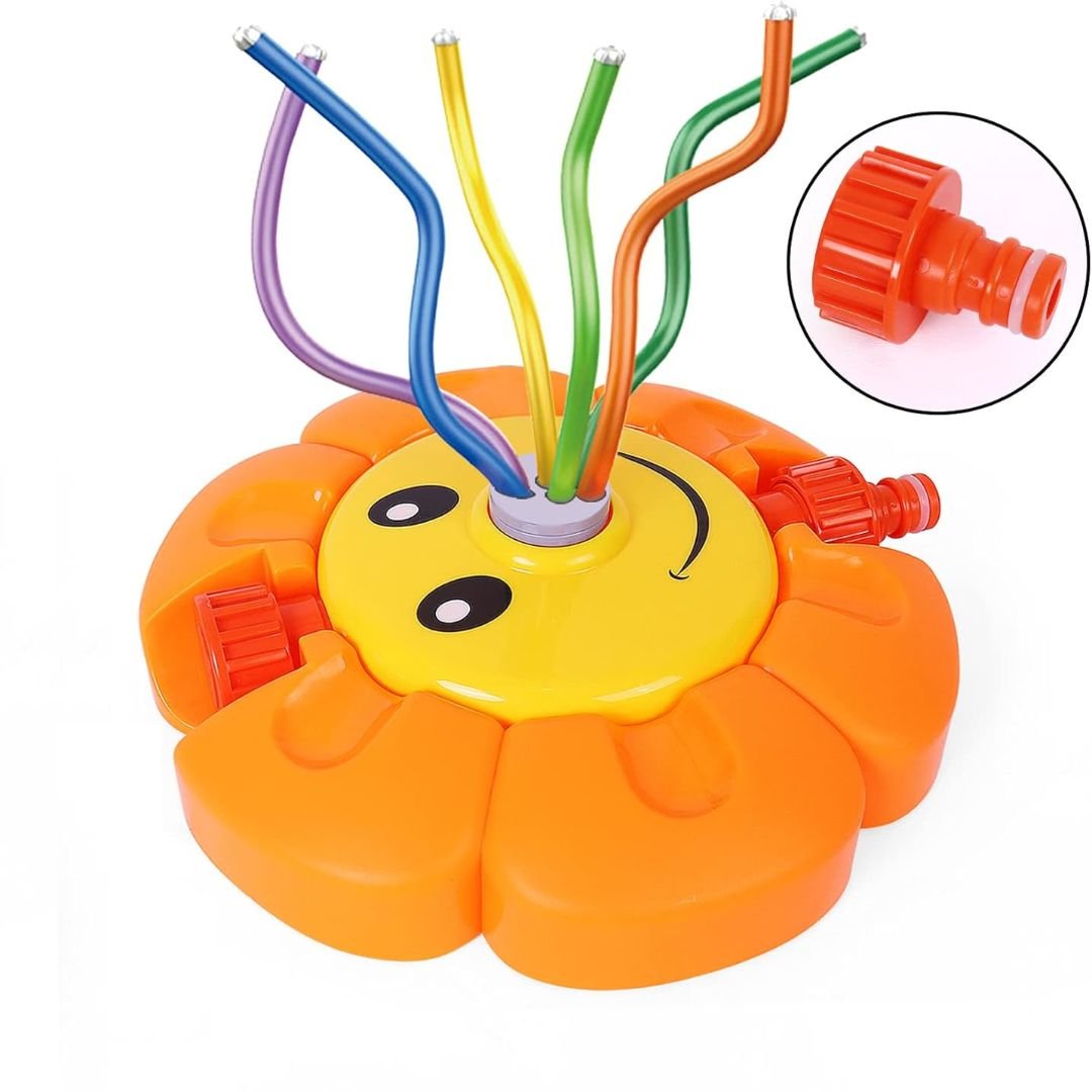 Water Spray Sunflower Rocket Toy – 360° Spinning Sprinkler for Kids Outdoor Summer Fun - Fun Learning Store