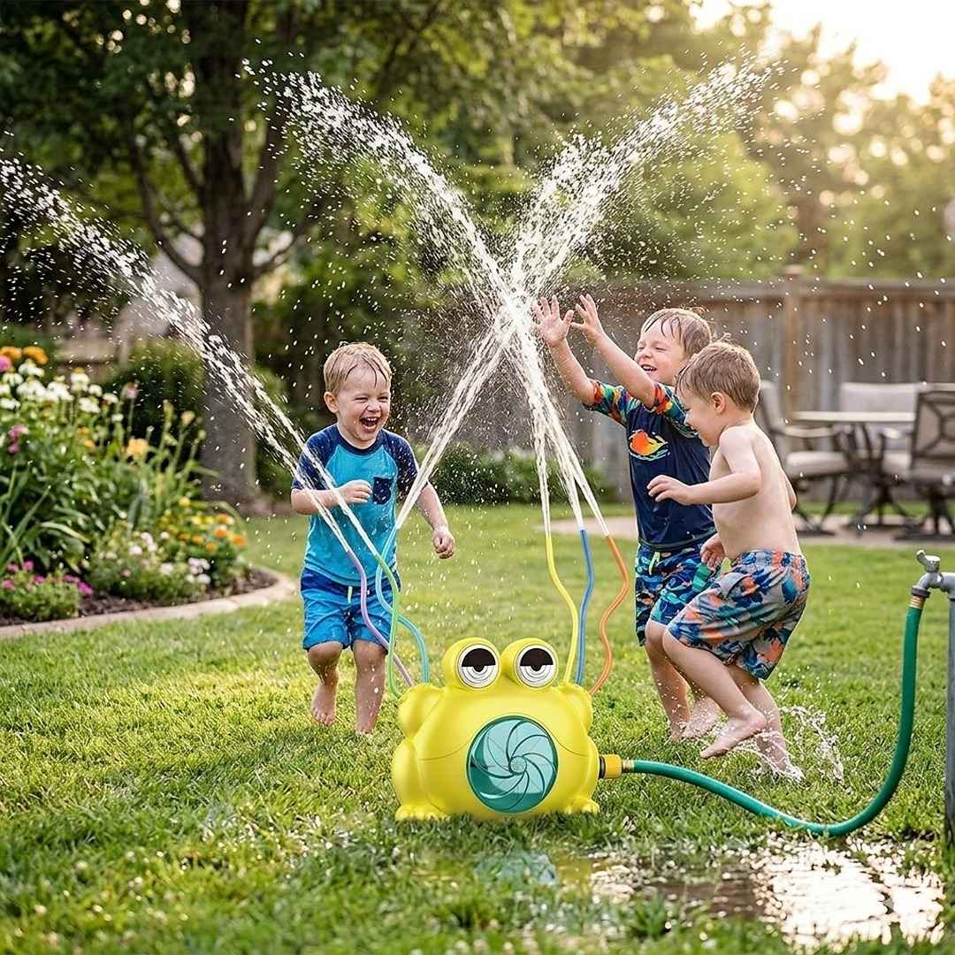 Water Sprinkler for Kids – Frog Spray Sprinkler with Wiggle Tubes & Spinning Fun! 🐸💦 - Fun Learning Store