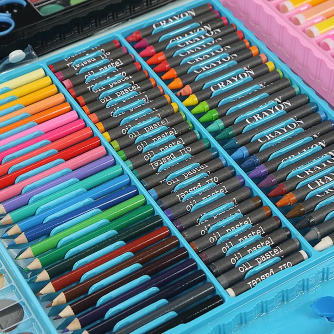 Watercolor Drawing and Painting Tools Kit for Kids - Creative Art Supplies Box of 150 Coloring Pcs - Fun Learning Store