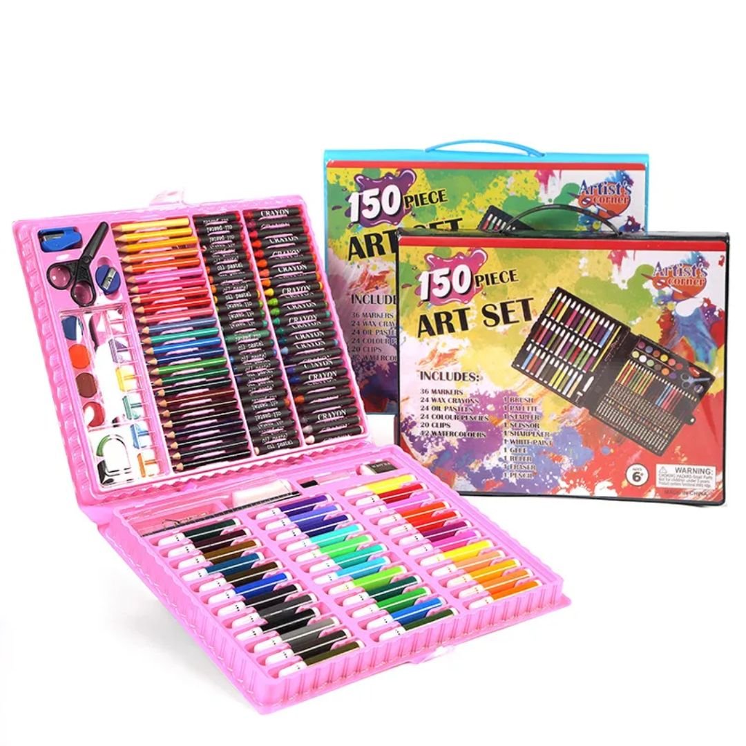 Watercolor Drawing and Painting Tools Kit for Kids - Creative Art Supplies Box of 150 Coloring Pcs - Fun Learning Store