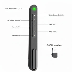 Wireless Presenter with Red Laser – 2.4G RF PPT Remote Control for Teachers & Professionals - Fun Learning Store
