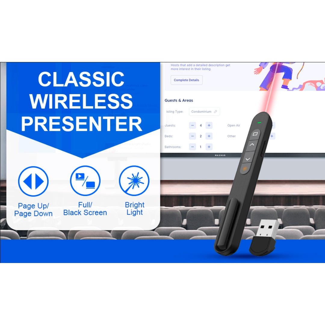 Wireless Presenter with Red Laser – 2.4G RF PPT Remote Control for Teachers & Professionals - Fun Learning Store