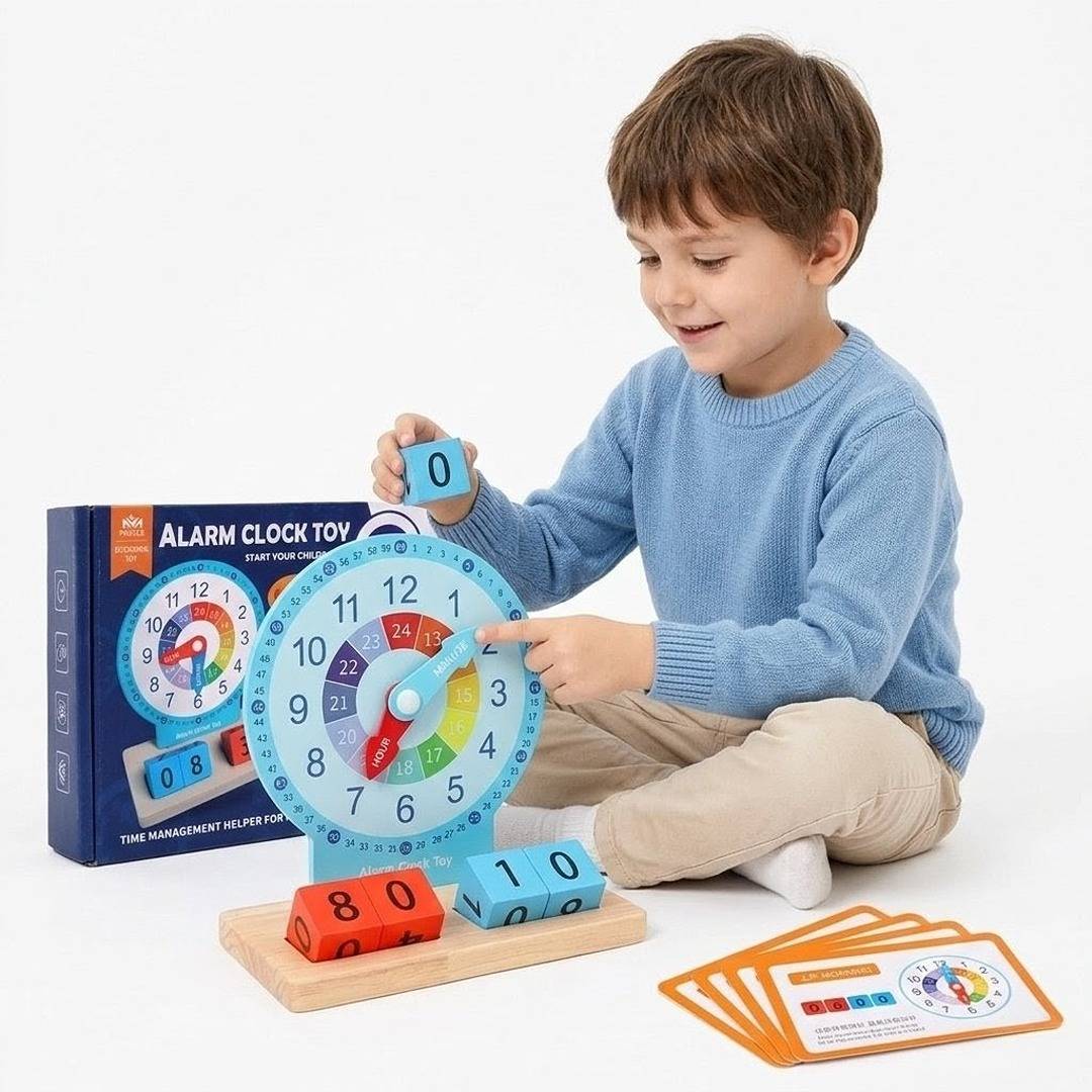 Wooden Alarm Clock – Educational Toy for Kids - Fun Learning Store