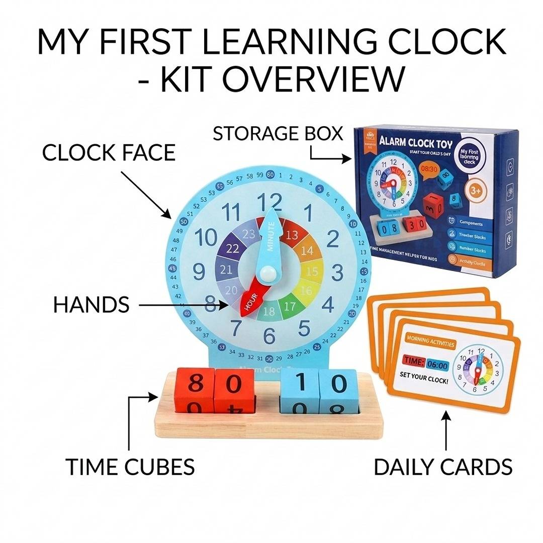 Abc Clock Toy Wooden Alarm Clock β Educational Toy for Kids β Fun Learning Store