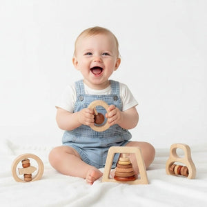 Wooden Baby Rattle - 8pcs – Sensory Toy for Infants and Toddlers - Fun Learning Store