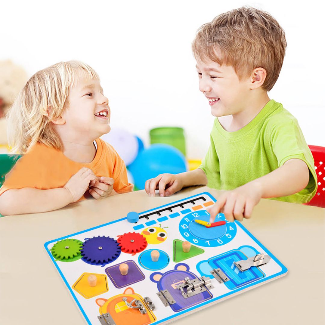 Wooden Busy Lock Board for Toddlers - Fun Learning Store