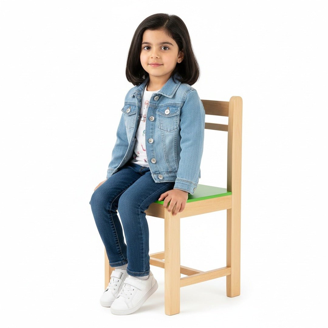 Wooden Children’s Chair Classic Plus Design – Vibrant Green for Lively Learning Spaces - Fun Learning Store