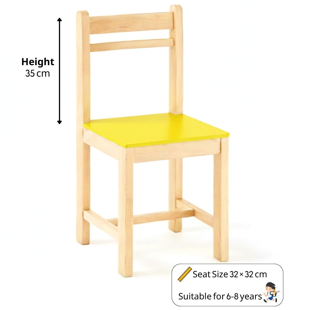 Wooden Children’s Chair Classic Plus Design – Vibrant Yellow - Fun Learning Store