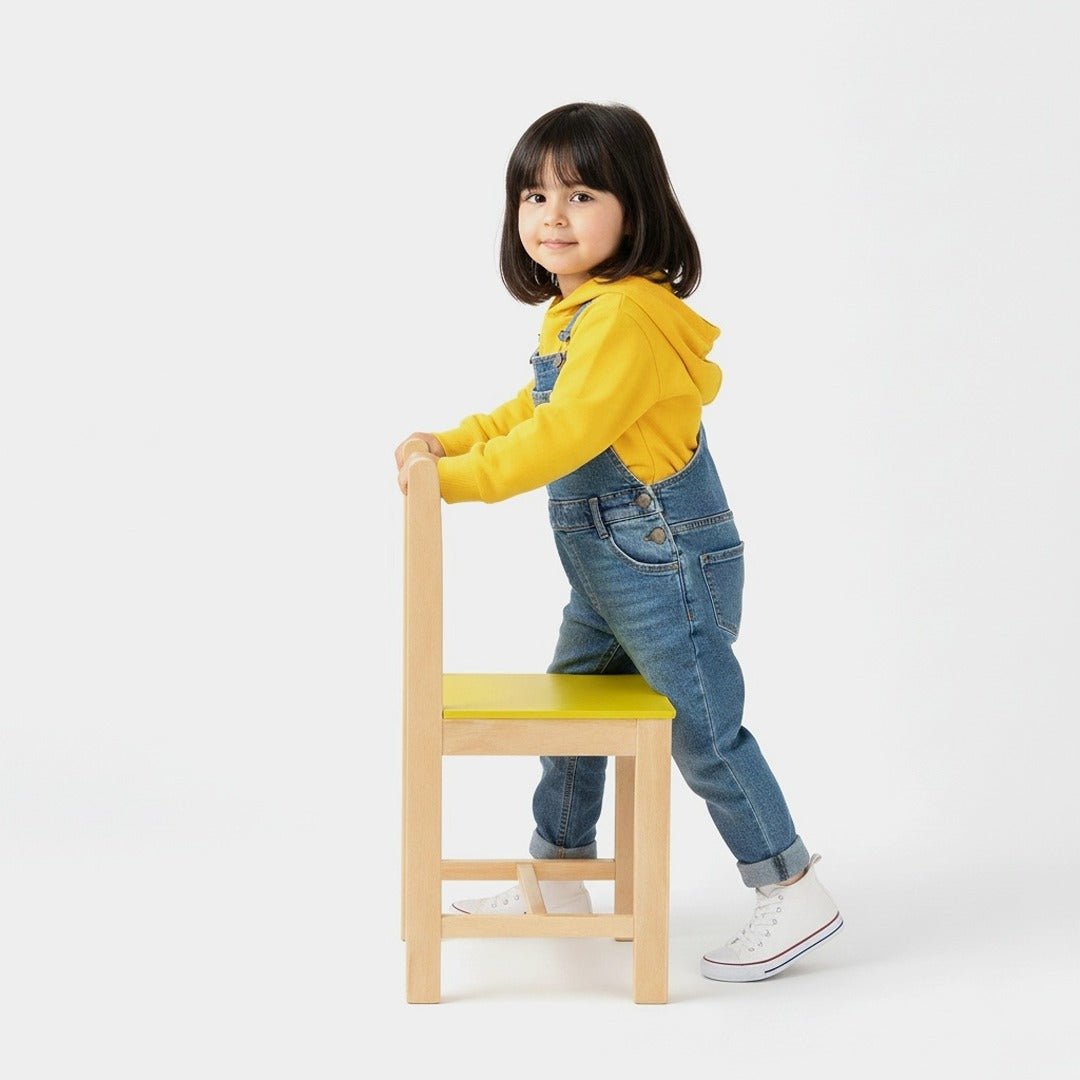Wooden Children’s Chair Classic Plus Design – Vibrant Yellow - Fun Learning Store