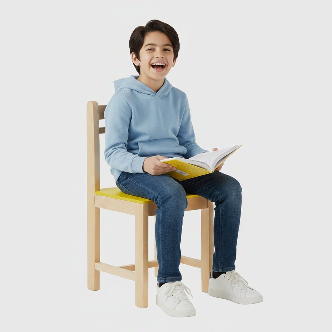 Wooden Children’s Chair Classic Plus Design – Vibrant Yellow - Fun Learning Store