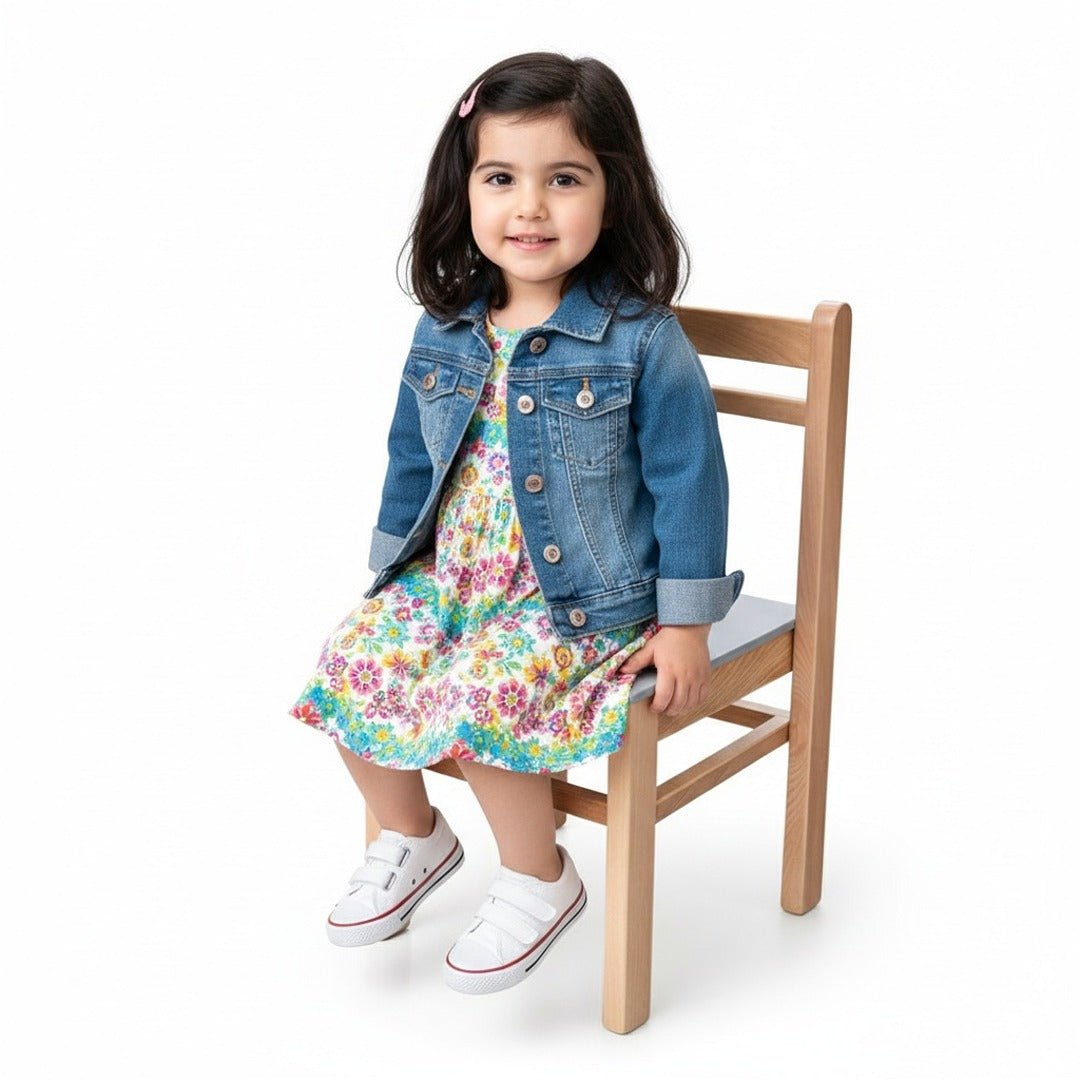 Wooden Children’s Chair Classic S Design – Grey Finish - Fun Learning Store