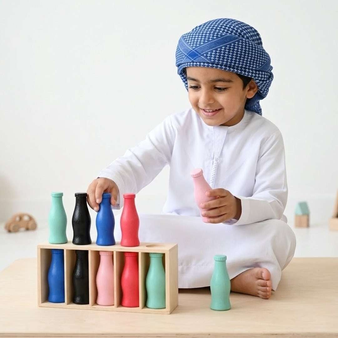 Wooden Color Matching Game: Educational Color Bottles - Fun Learning Store
