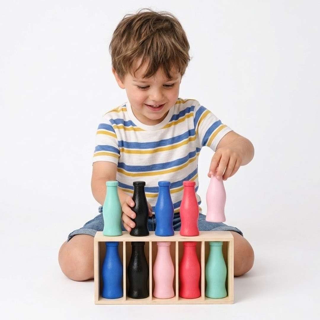 Wooden Color Matching Game: Educational Color Bottles - Fun Learning Store