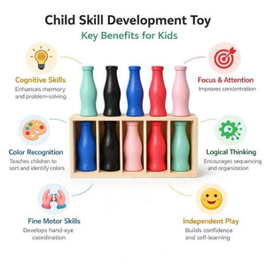 Wooden Color Matching Game: Educational Color Bottles - Fun Learning Store
