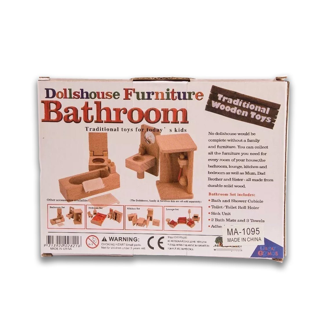 Wooden Doll House Bathroom – Realistic Playset for Creative Learning - Fun Learning Store