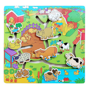 Wooden Farm Maze Puzzle – Interactive 3D Animal Learning Game - Fun Learning Store