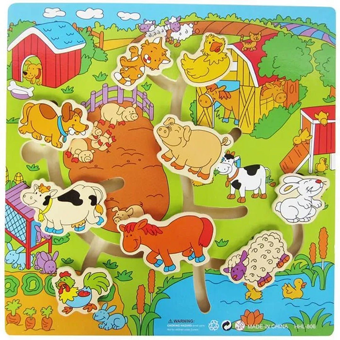 Wooden Farm Maze Puzzle – Interactive 3D Animal Learning Game - Fun Learning Store
