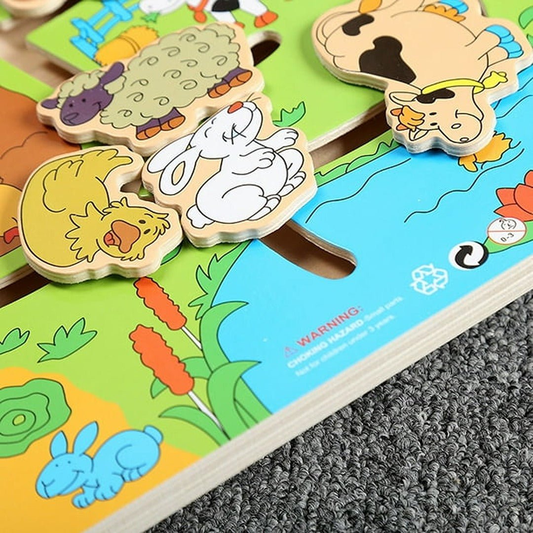 Wooden Farm Maze Puzzle – Interactive 3D Animal Learning Game - Fun Learning Store