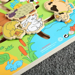 Wooden Farm Maze Puzzle – Interactive 3D Animal Learning Game - Fun Learning Store