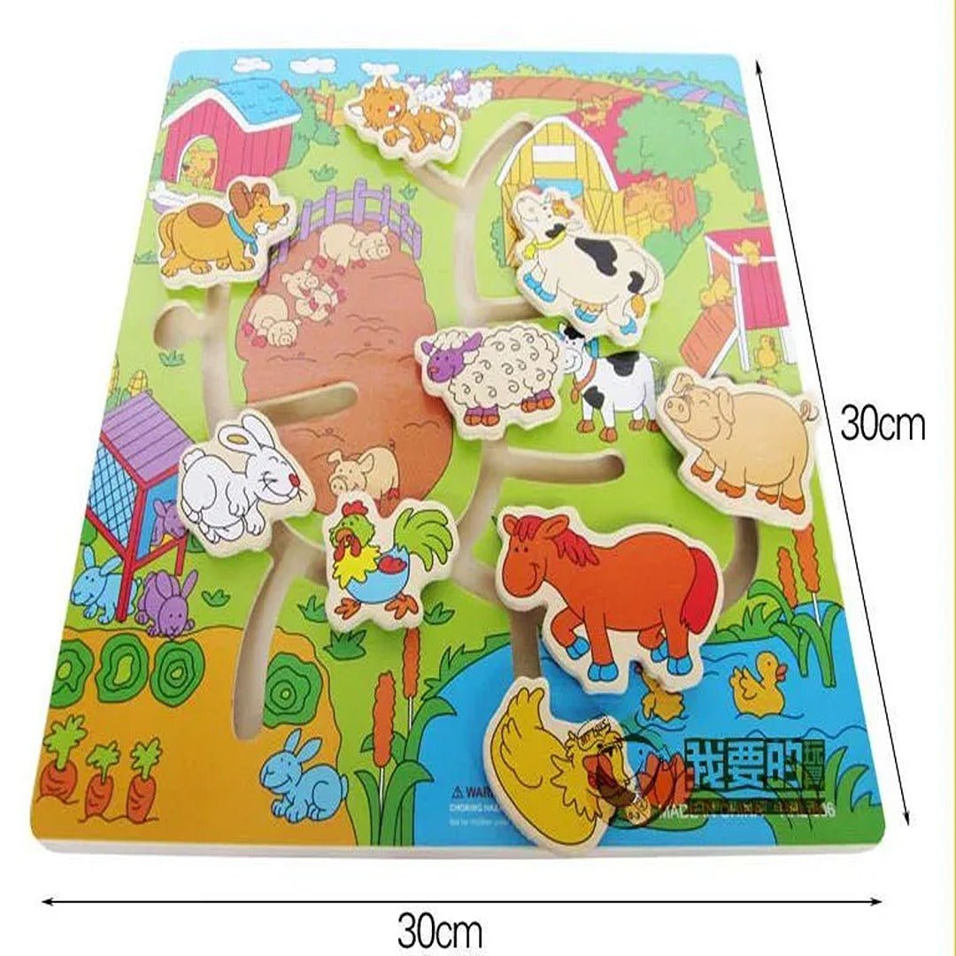 Wooden Farm Maze Puzzle – Interactive 3D Animal Learning Game - Fun Learning Store