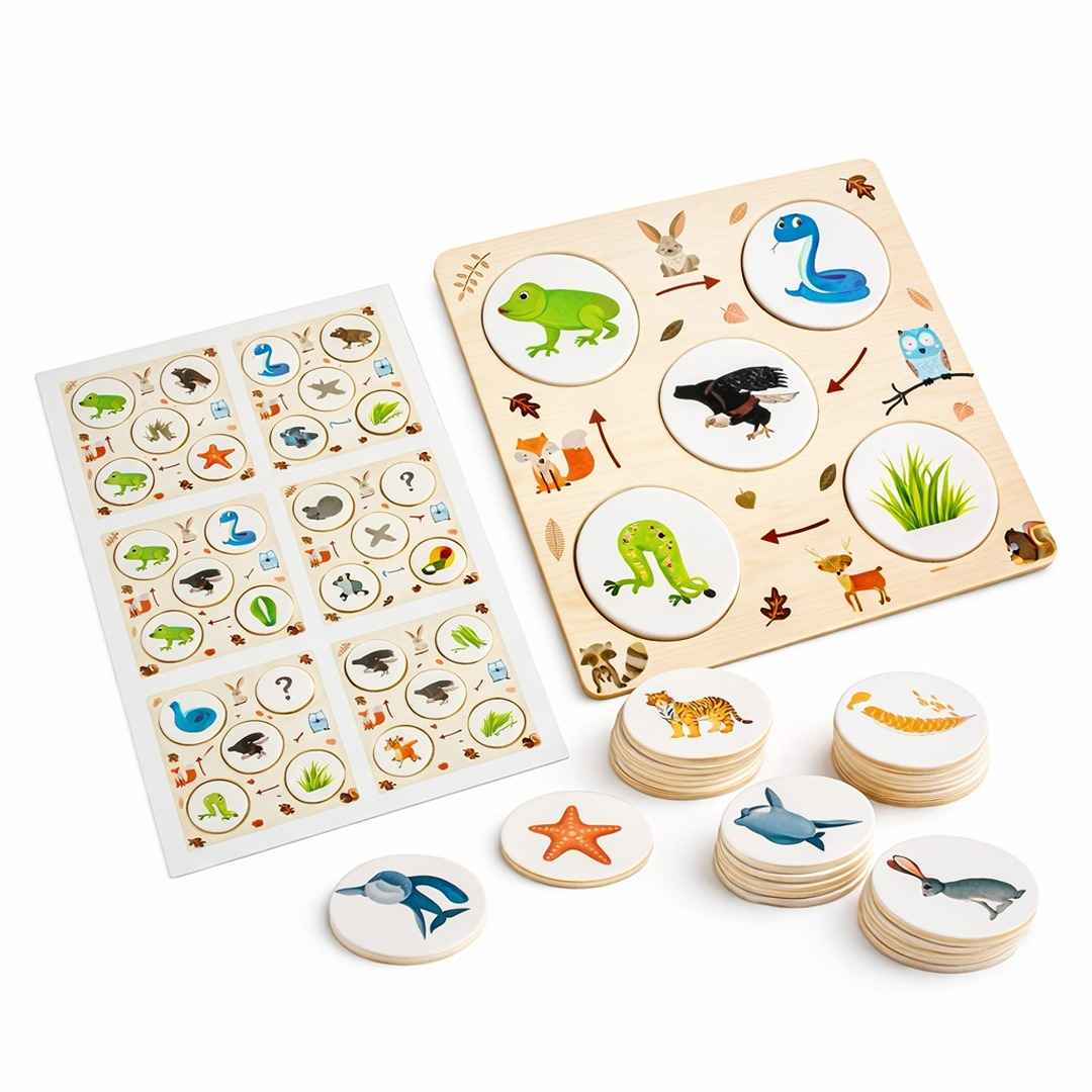 Wooden Food Chain Puzzle – Educational Animal Food Chain Learning Toy for Kids +4 Years - Fun Learning Store