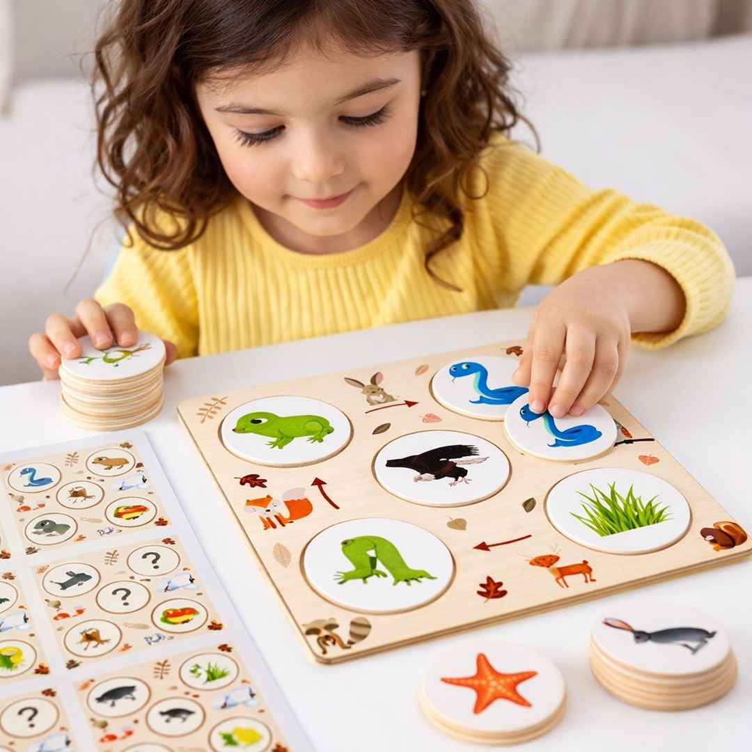 Wooden Food Chain Puzzle – Educational Animal Food Chain Learning Toy for Kids +4 Years - Fun Learning Store