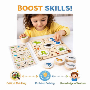Wooden Food Chain Puzzle – Educational Animal Food Chain Learning Toy for Kids +4 Years - Fun Learning Store