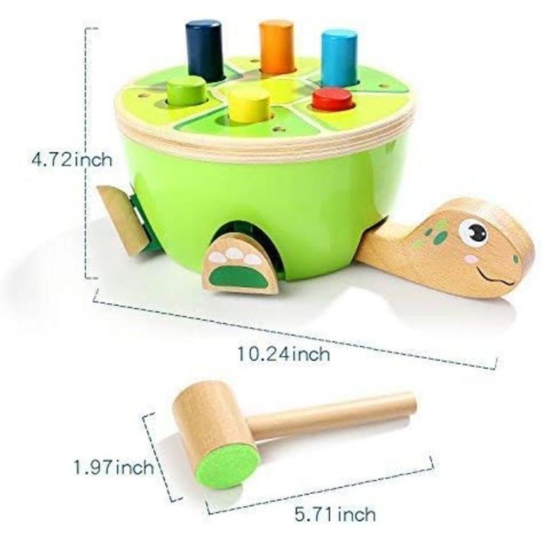 Wooden Hammering Toy for Toddlers - Montessori Toy for Kids | Turtle Design - Fun Learning Store