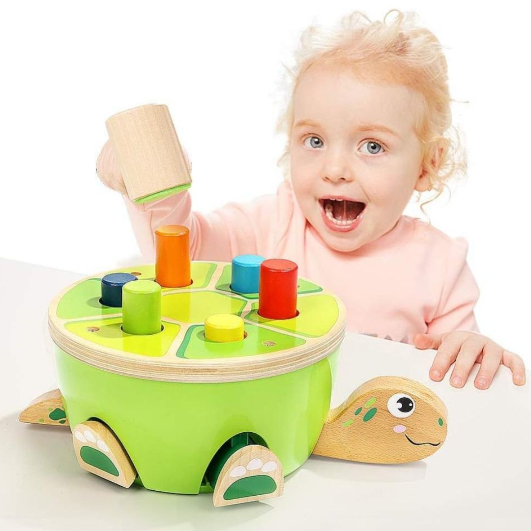 Wooden Hammering Toy for Toddlers - Montessori Toy for Kids | Turtle Design - Fun Learning Store