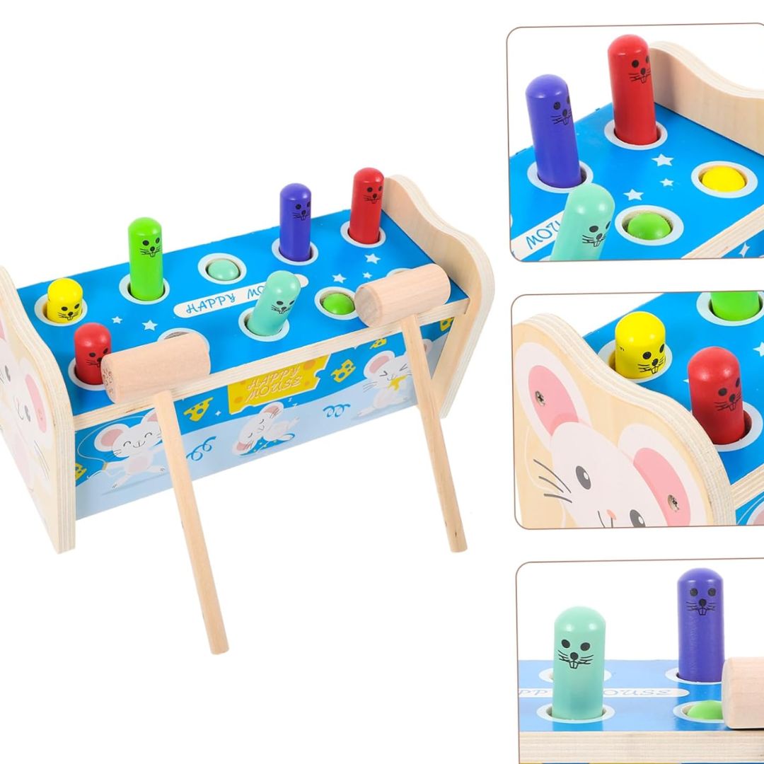 Wooden Hammering Toy | Mouse Hammer Toy +36 months - Fun Learning Store