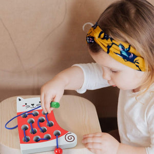 Wooden Lacing Cat & Pineapple Toy – Montessori Fine Motor Skill Threading Game for Toddlers - Fun Learning Store