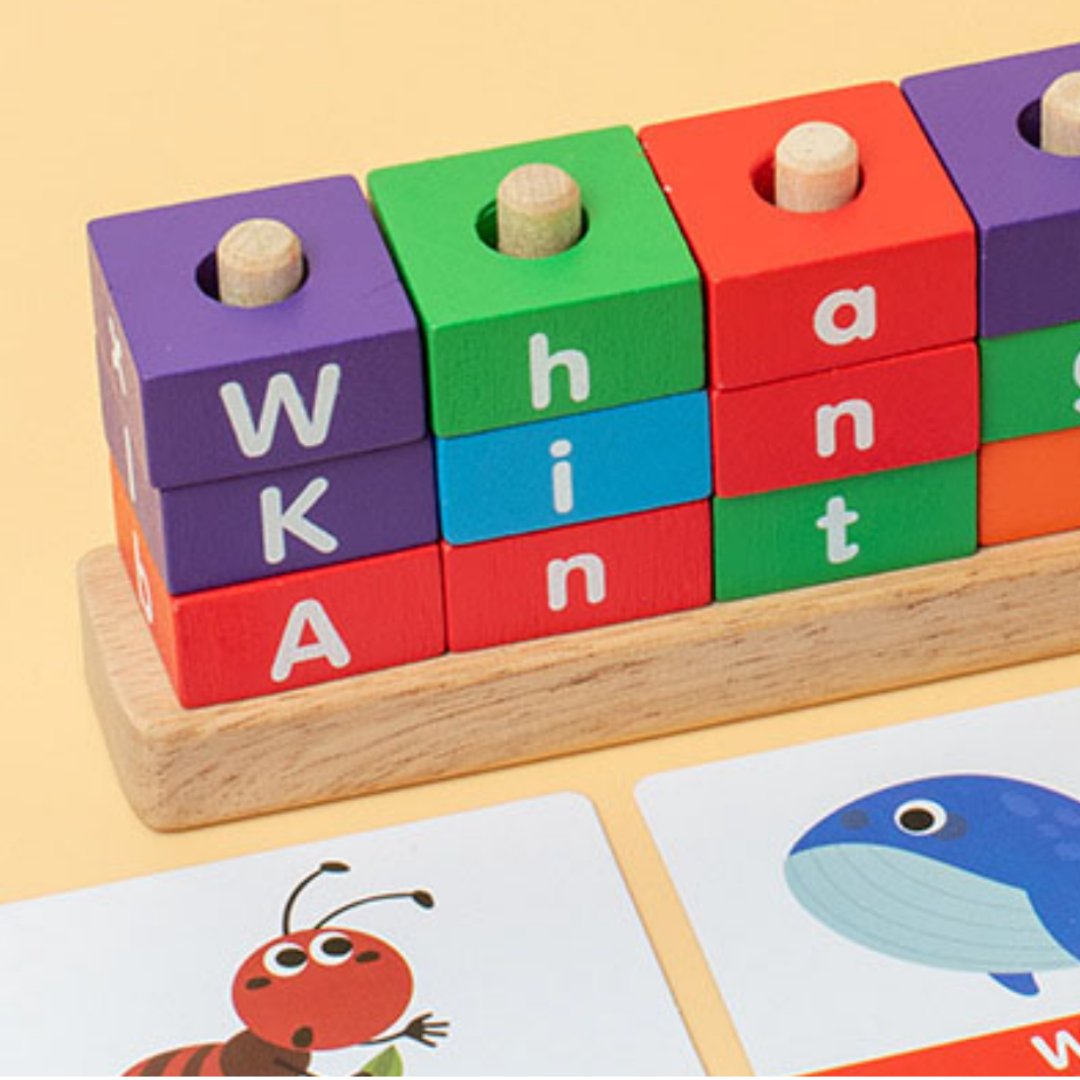 Wooden Letter Block Toy Set: Educational Spelling and Vocabulary Building for Kids - Fun Learning Store