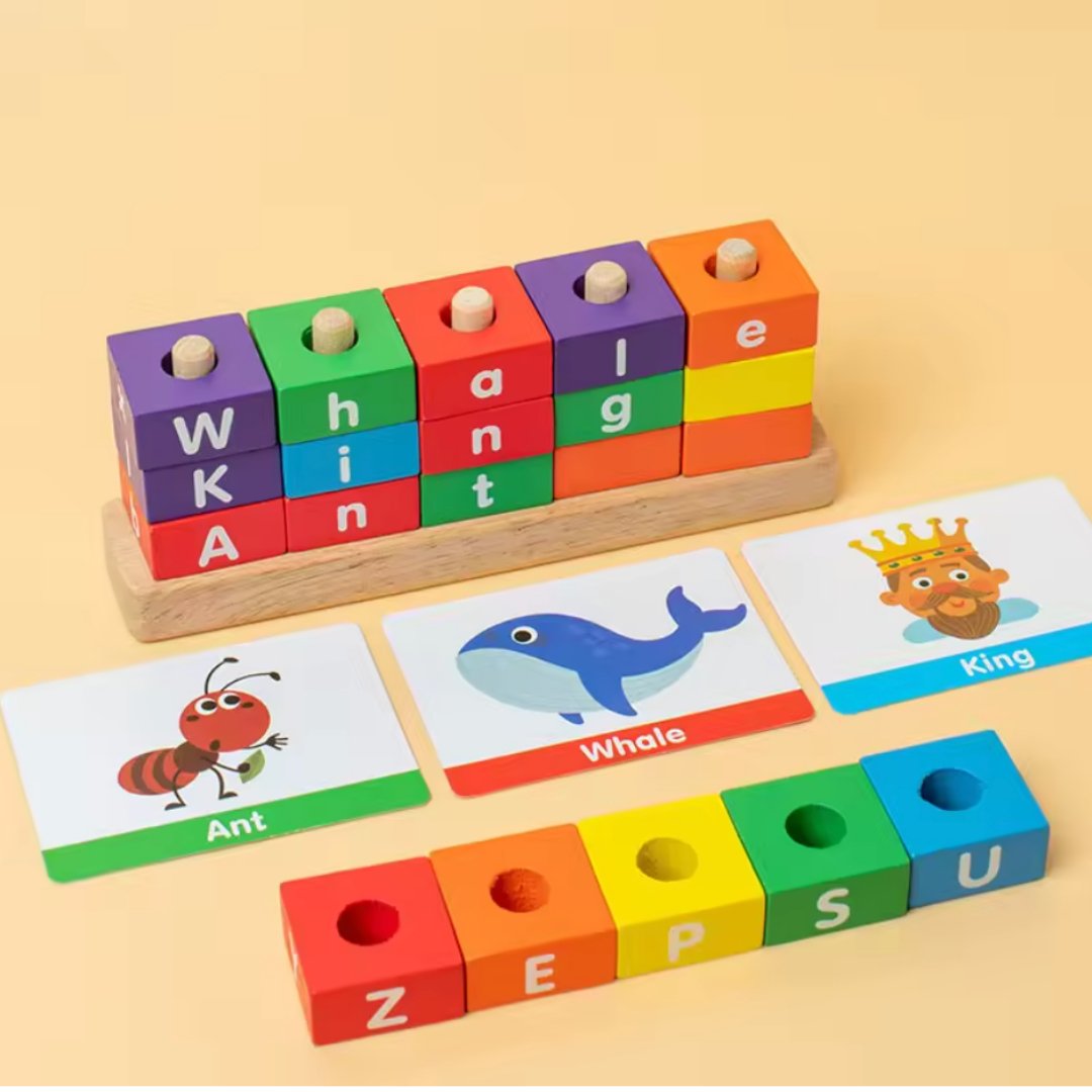 Wooden Letter Block Toy Set: Educational Spelling and Vocabulary Building for Kids - Fun Learning Store