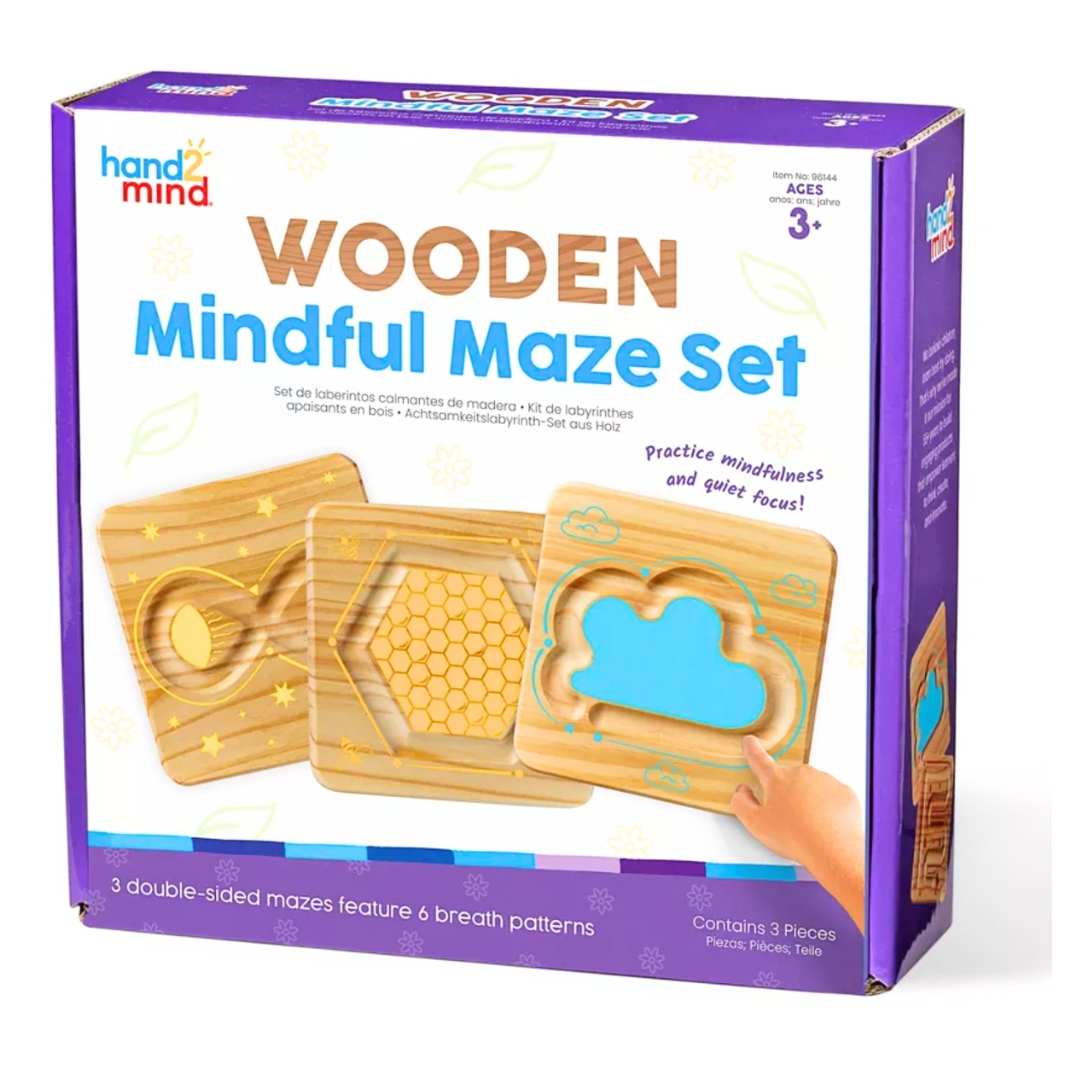 Wooden Mindful Maze Set: Trace, Breathe, and Find Your Inner Calm! - Fun Learning Store