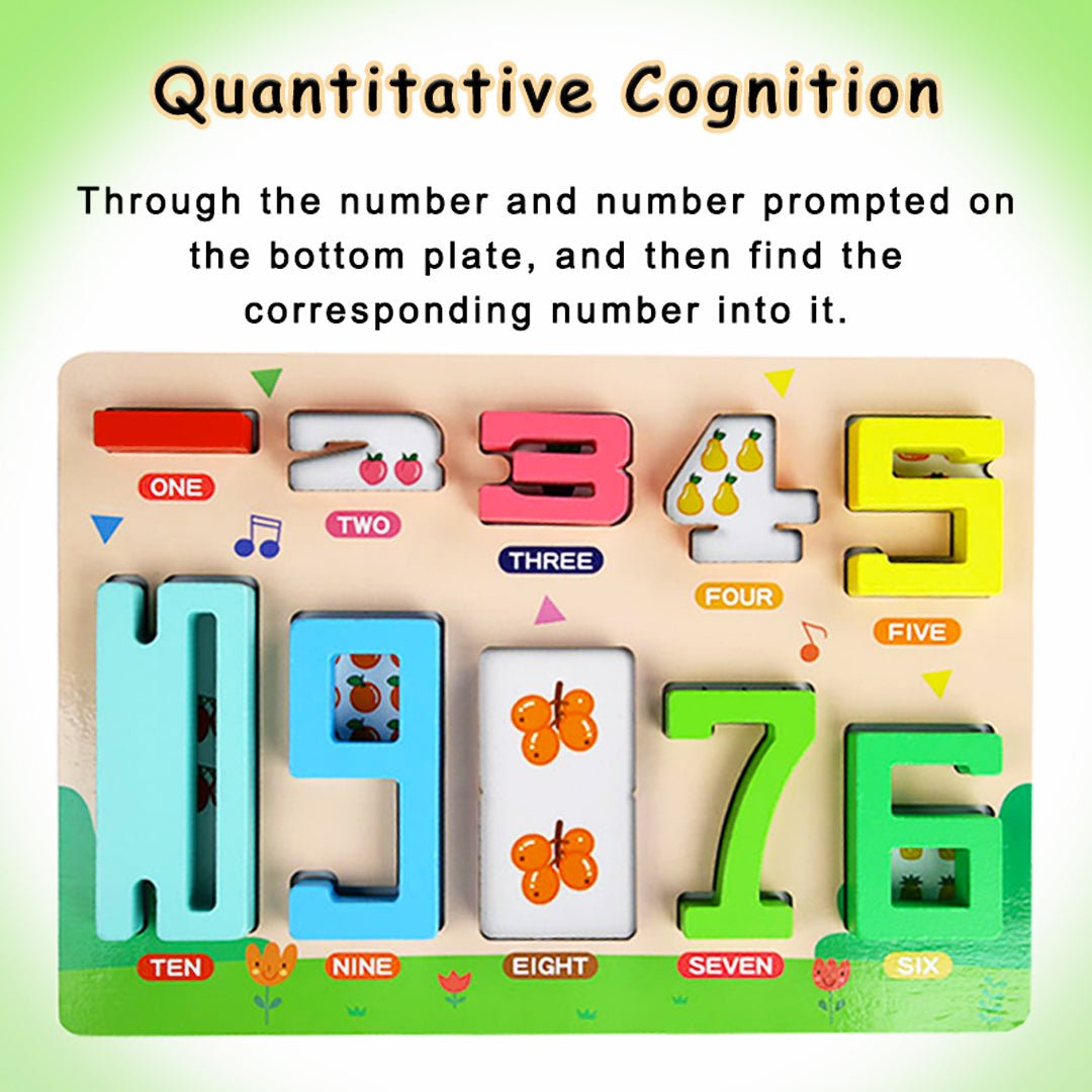 Wooden Number Blocks Board Game - Digits Cognitive and Matching Puzzle Set - Montessori Toy - Fun Learning Store