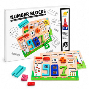 Wooden Number Blocks Board Game - Digits Cognitive and Matching Puzzle Set - Montessori Toy - Fun Learning Store