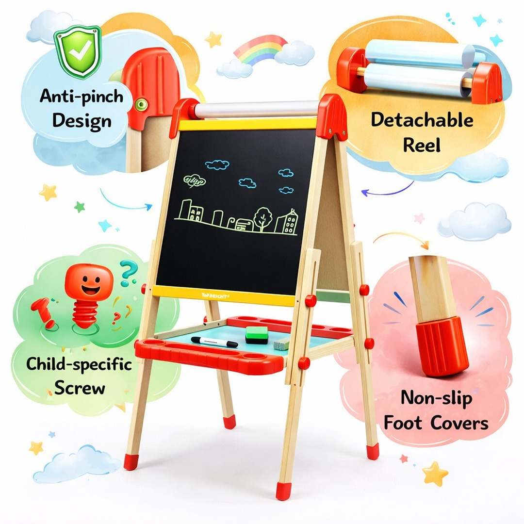 Wooden Painting Easel: The Ultimate 3 - in - 1 Creative Studio for Little Artists! - Fun Learning Store