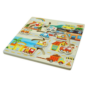 Wooden Puzzle with 9 Types of Transportation - Fun Learning Store