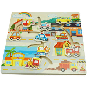 Wooden Puzzle with 9 Types of Transportation - Fun Learning Store