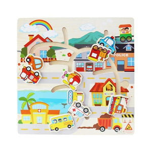 Wooden Puzzle with 9 Types of Transportation - Fun Learning Store