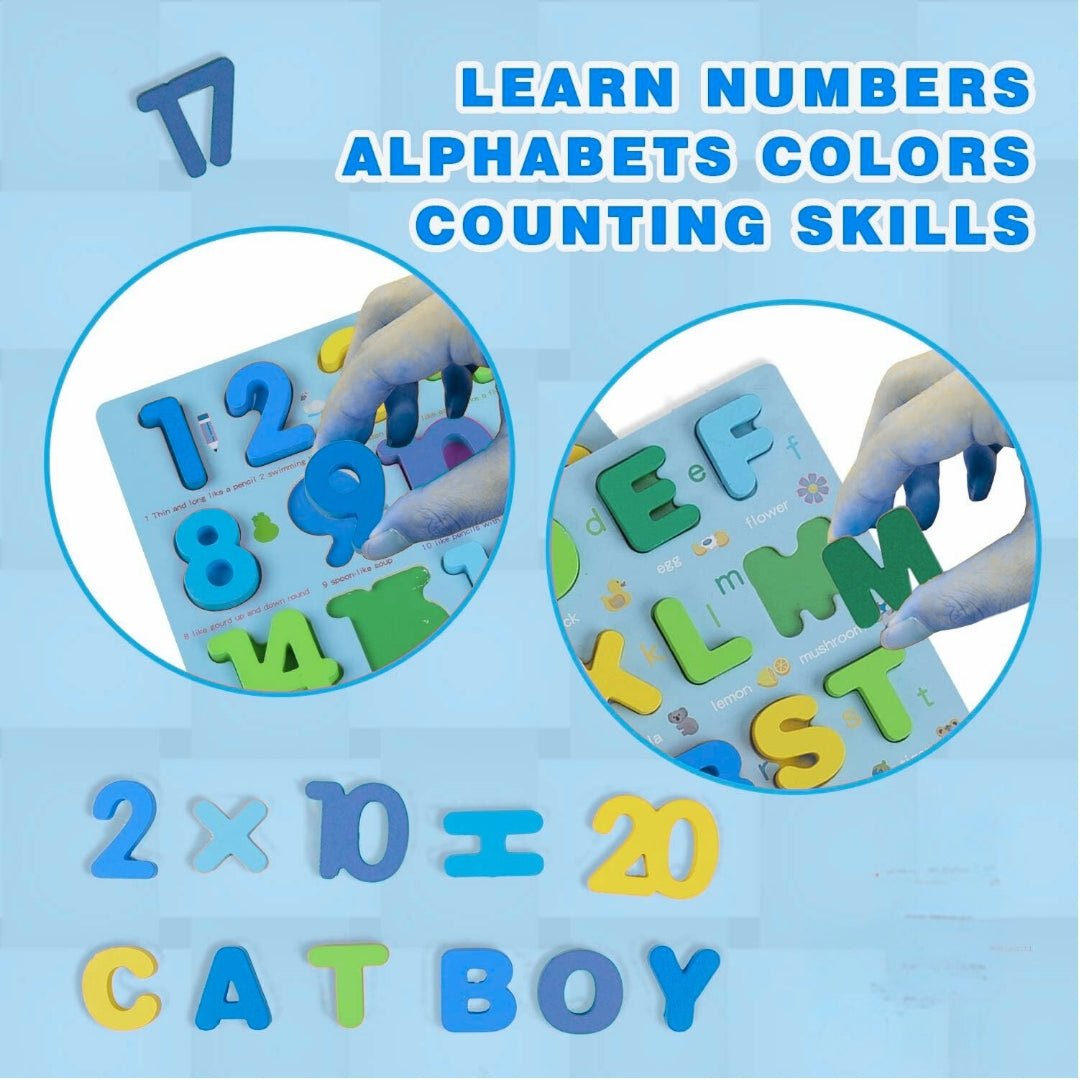 Wooden Puzzles for Toddlers – 2 - in - 1 Learning Set with Alphabet & Numbers, Colorful Educational Toy - Fun Learning Store