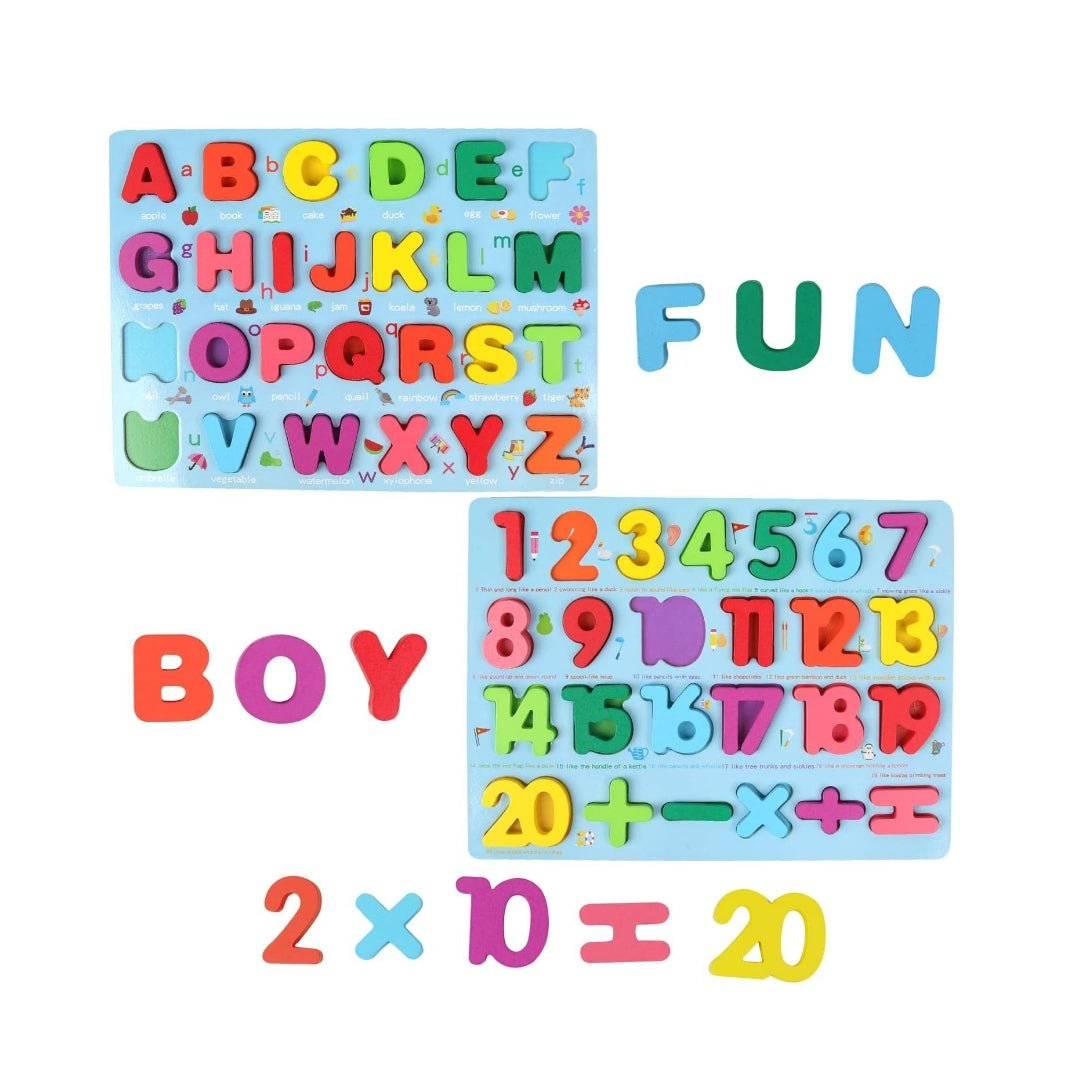 Wooden Puzzles for Toddlers – 2 - in - 1 Learning Set with Alphabet & Numbers, Colorful Educational Toy - Fun Learning Store