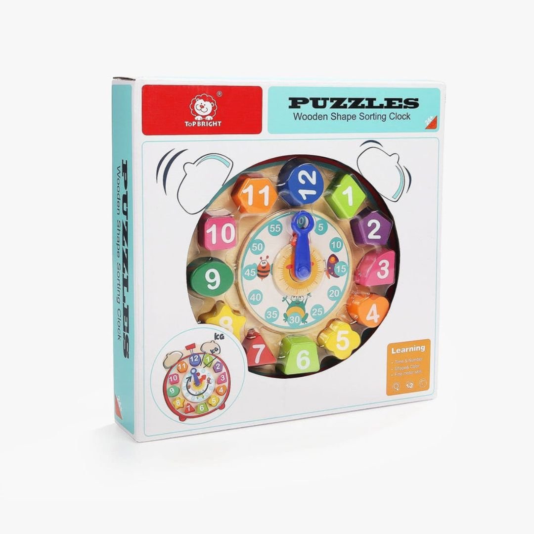 Wooden Shape Sorting Clock – Educational Toy for Kids - Fun Learning Store