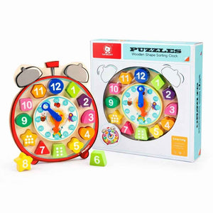 Wooden Shape Sorting Clock – Educational Toy for Kids - Fun Learning Store